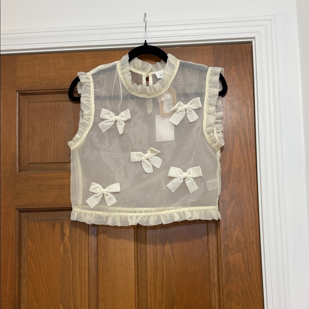 Sheer Sleeveless Top with Bows